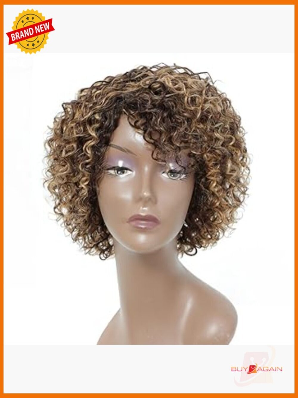Short Curly Human Hair Wig Glueless 130% Density Brazilian Hair Full Head
